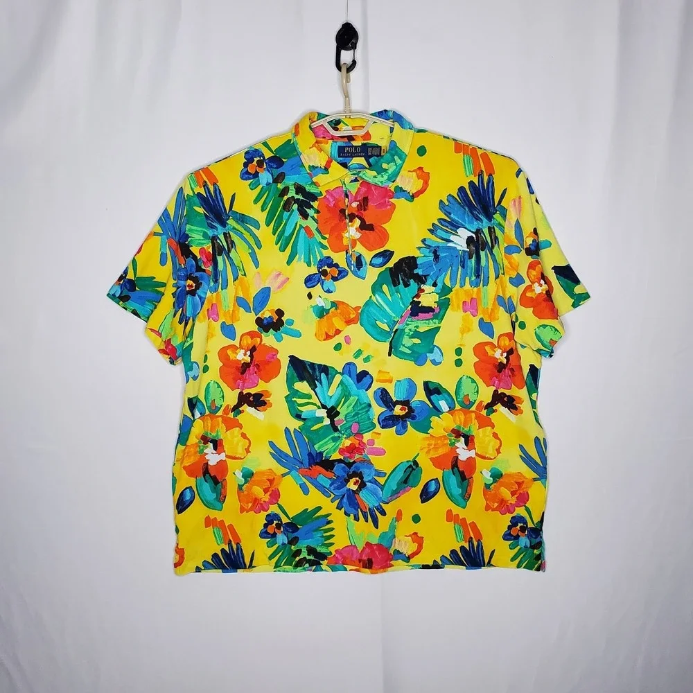 Polo Ralph Lauren Mens 3X Big Floral Polo Shirt Tropical Rainbow